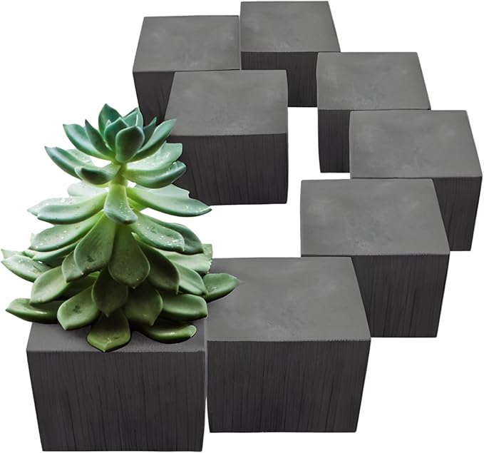 XCEL Floral Foam Blocks - Reusable, Weather Resistant Foam - Perfect for Fresh & Artificial Flower Arrangements, Crafts, Planter Boxes, Home Decor & More - 8-Pk, Gray (4” x 4” x 3”)