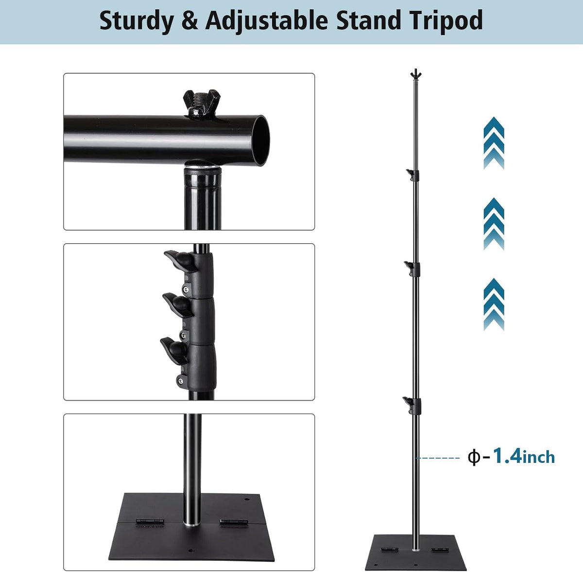 hyj-inc heavy duty backdrop stand pipe and drape, side view