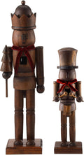Weysat 2 Pcs Dark Wood Christmas Nutcracker Figure Wooden