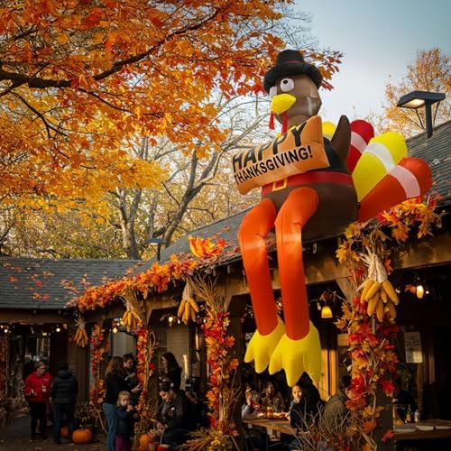 8FT LED Lighted Thanksgiving Fall Inflatables Turkey Outdoor Decorations