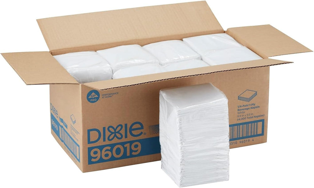 Dixie 1-Ply Beverage Napkin by GP PRO (Georgia-Pacific), White, 1/4 Fold, 960...
