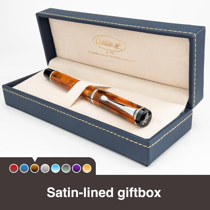 Conklin Duragraph Fountain Pen Amber - Broad Nib, Luxury Writing Instrument with Warm Amber Finish