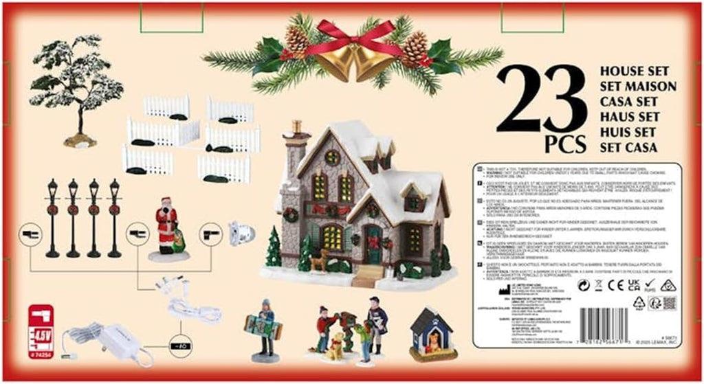 lemax white christmas set, house set, #56671, close-up detail