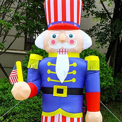 Independence Day Inflatable Nutcracker Soldier Yard Decoration Lighted 4th of July Blow Up Patriotic Garden Yard Lawn Decor 8 Feet Tall (8FT-Nutcracker)