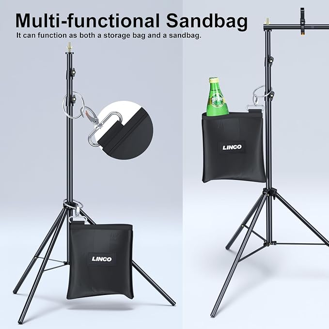 LINCO Backdrop Stand for Parties Kit 10x7 ft Adjustable Back Drop Photography Studio Photo Background Support System with Clamps, Sand Bag, Carrying Bag 4172