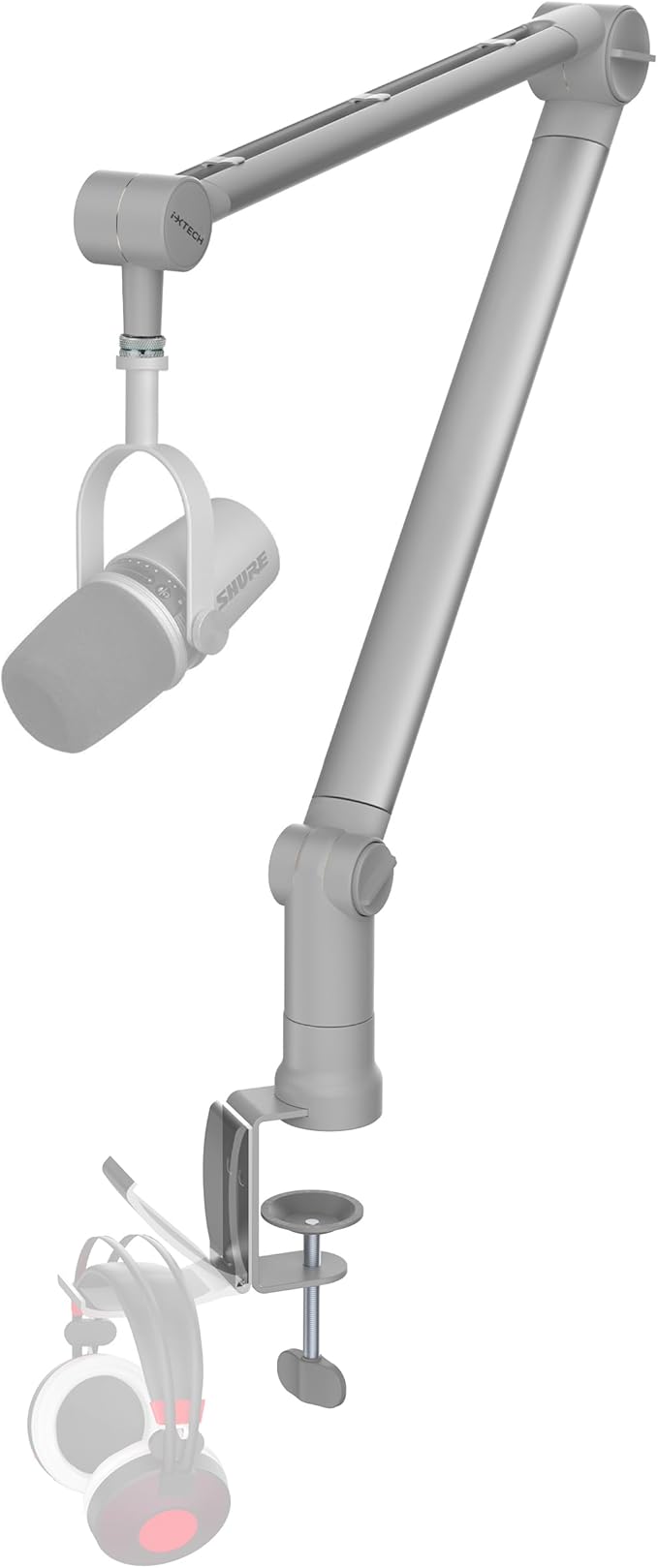 IXTECH Microphone Boom Arm with Desk Mount, 360° Rotatable, Adjustable and Foldable Scissor Mounting for Podcast, Video Gaming, Radio and Studio Audio, Sturdy and Universal.
