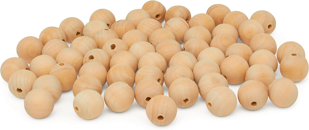 Wooden Beads (25mm) 1" Inch x 3/16" Inch Hole Pack of 250 Unfinishe...