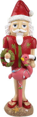 Needzo Tropical Nutcracker Figurine, Beach Themed Christmas Santa Statue Decoration, 12 Inches
