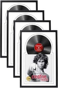 Creative Picture Frames 16" x 24" Jukebox Vinyl Frame Display with Double Matting, LP Record Album Frame for Wall Decor, White/White, Pack of 4