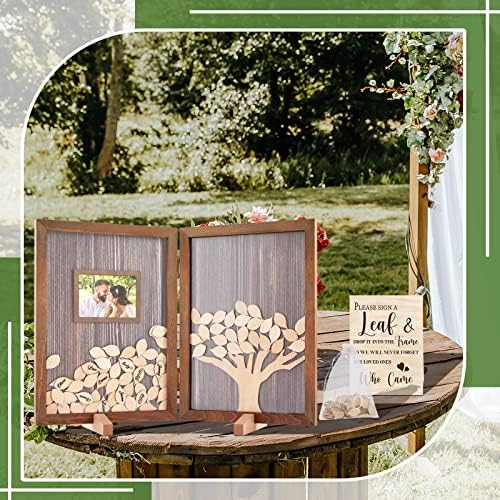 Gueevin 164 Pcs Tree of Life Wedding Guest Book, Wooden Tree Guest Book