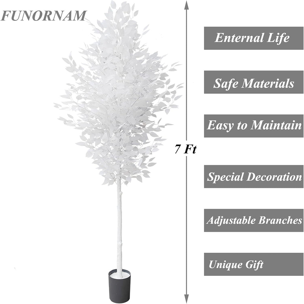 7ft Artificial Large Ficus Trees, White