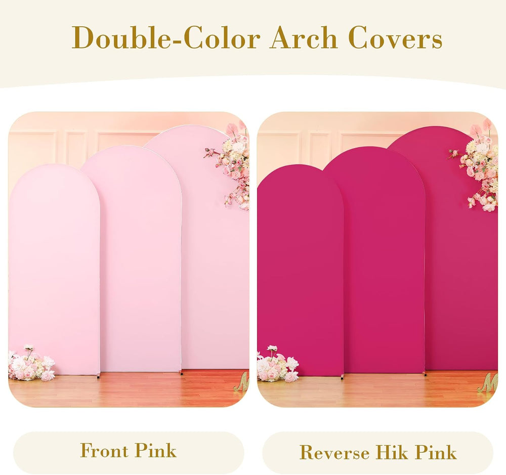 Pink & Hot Pink Arch Backdrop Cover Set of 3-6ft,6.6ft,7.2ft Arch Covers