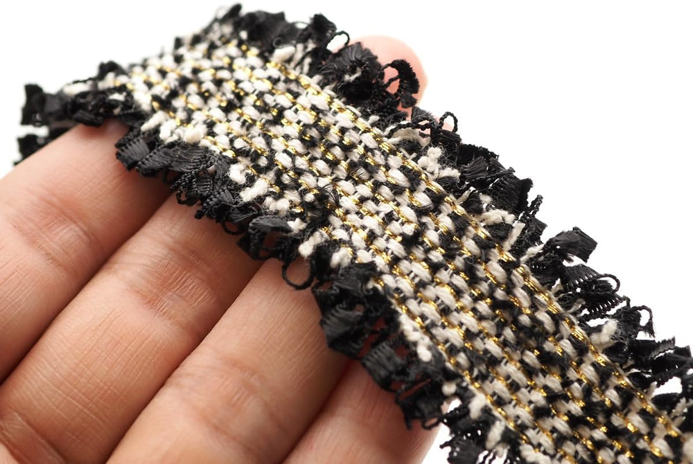 CRAFTMEMORE Luxury Tweed Lace Trim Ribbon Fabric Trimmings Embroidered Appliq...