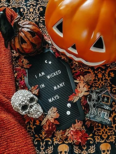Nomnu Coffin Letter Board, Black Goth Decor with Bat Stickers Spooky Emojis