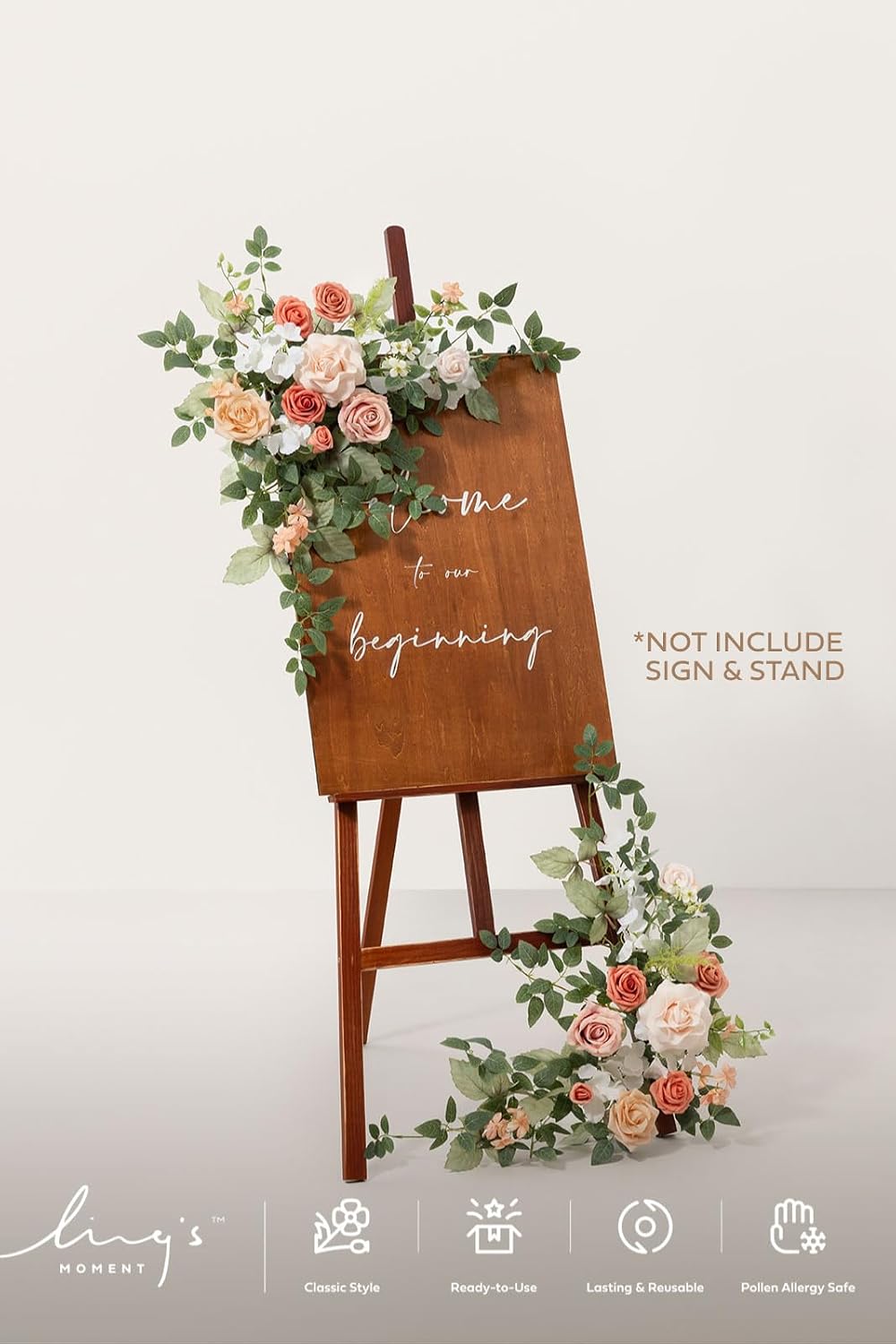 Ling's Moment Welcome Sign Flowers, Wedding Floral Swag, Blush Garden Pink