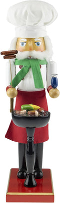 Clever Creations Grillmaster Santa 14 Inch Traditional Wooden Nutcracker, Festive Christmas Décor for Shelves and Tables