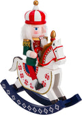 Nutcracker Christmas Decor, Wooden Rocking Horse Soldier Figurine