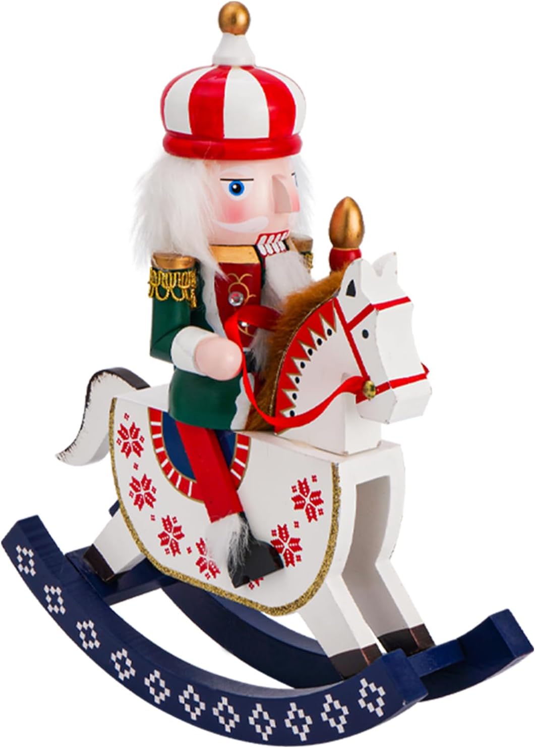 Nutcracker Christmas Decor, Wooden Rocking Horse Soldier Figurine