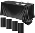 TURSTIN 4 Packs Black Satin Tablecloth 102 x 58 Inch Overlay Satin Table Cover Rectangle Bright Silk Tablecloth Smooth Fabric Table Decoration for Wedding Banquet Party Events