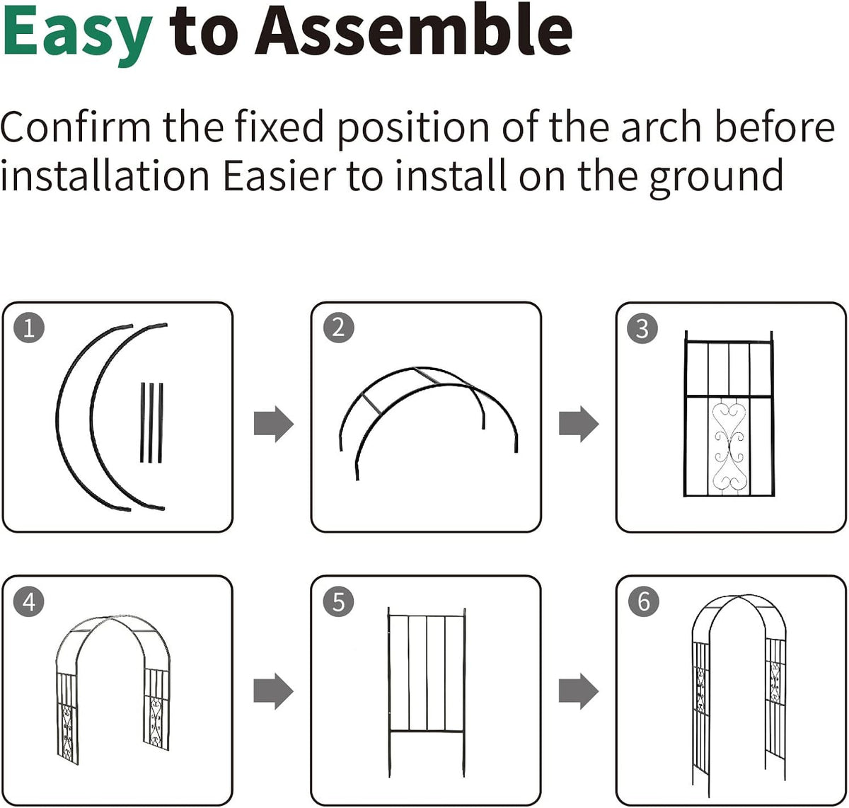 Metal Garden Archway, 100"H x 45"W Curved Arbor for Climbing Plants