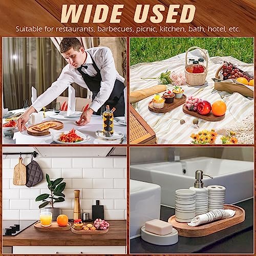 Geetery 12 Pcs Acacia Wooden Serving Trays 10 Inch Oval Wood Platter Wooden Serving Platter Oval Charcuterie Plates Board Cheese Plate Fruit Wood Tray Acacia Cheese Board for Dessert Appetizer