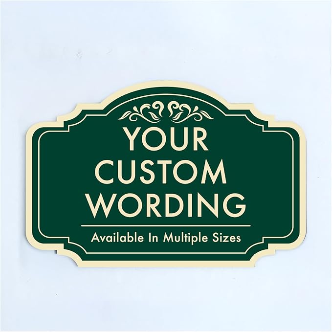 Custom Decorative Outdoor Metal Sign - Personalized Aluminum Driveway Sign, Waterproof, Made In USA - Design 2 Forest Green 14x10 In