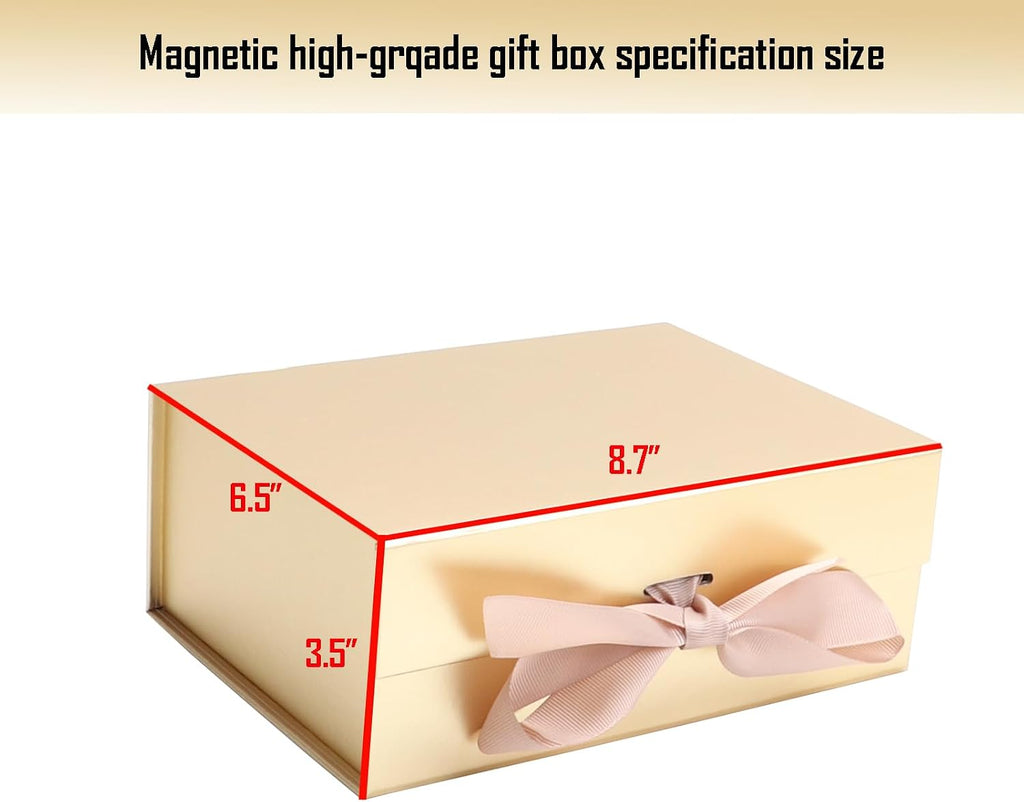 magnetic gift box l8.7*w6.5*h3.5inch ribbon foldable gift packaging, side view