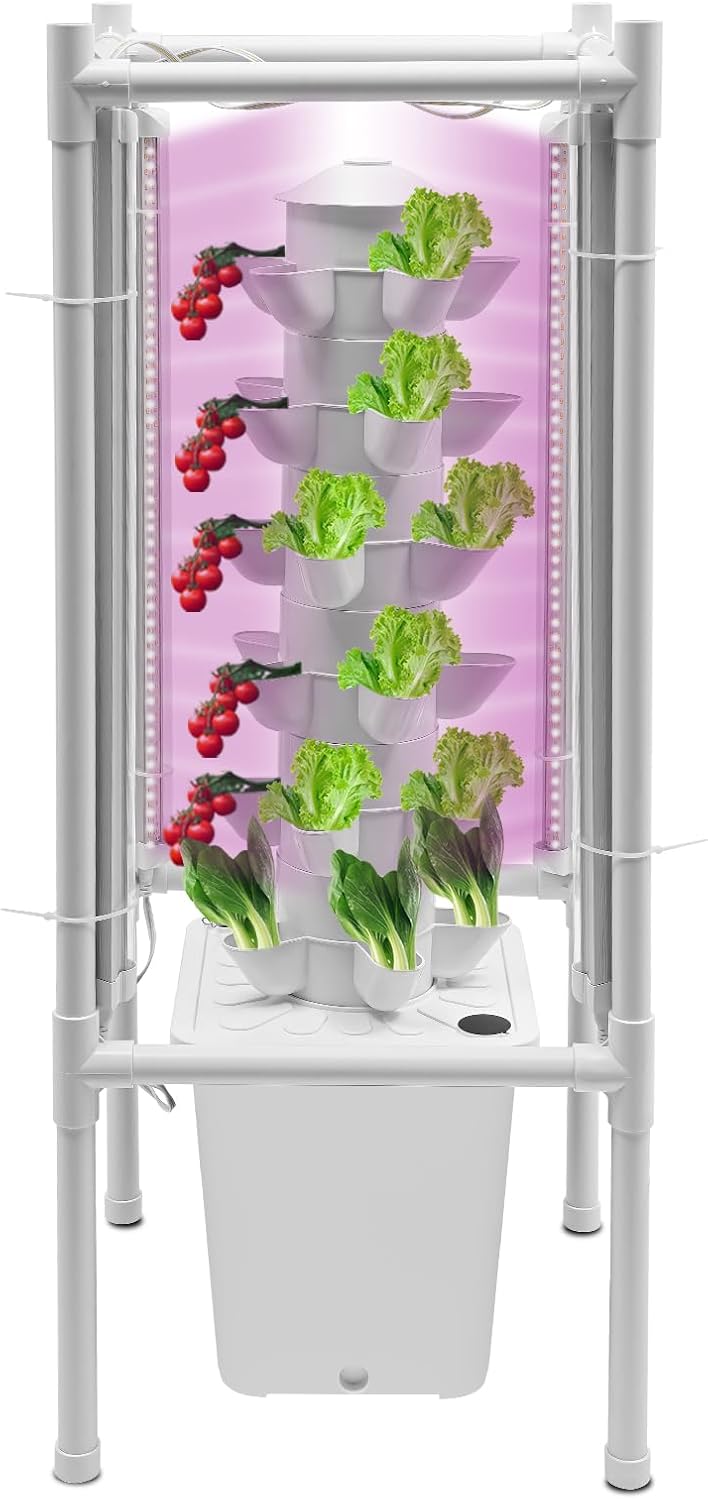 30-Plant Hydroponics Tower Vertical Growing System Kit, Indoor Garden Planter...