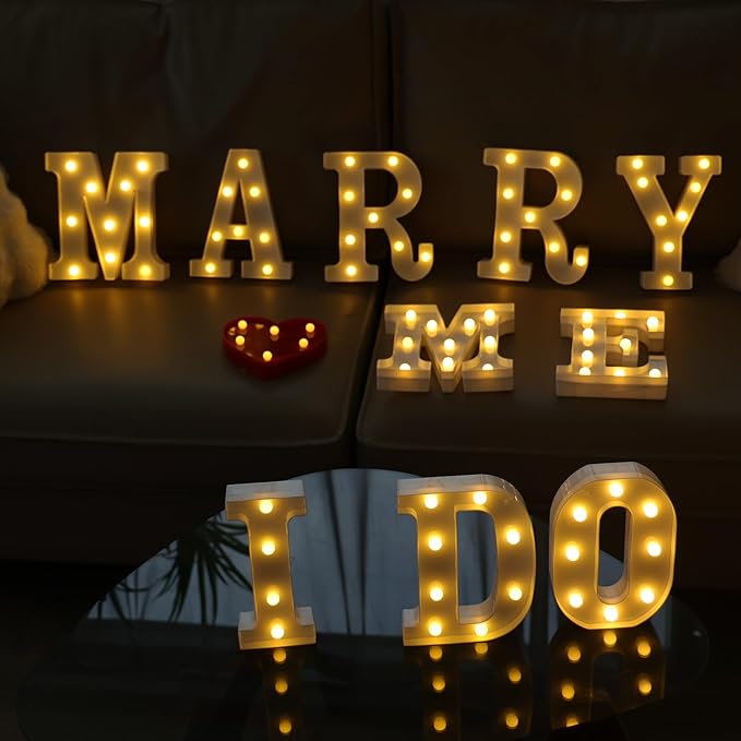 Marry Me Light Up Letters, Led Marry Me Sign for Proposal Decorations, Led Marquee Light Up Letters for Romantic Wedding Sign