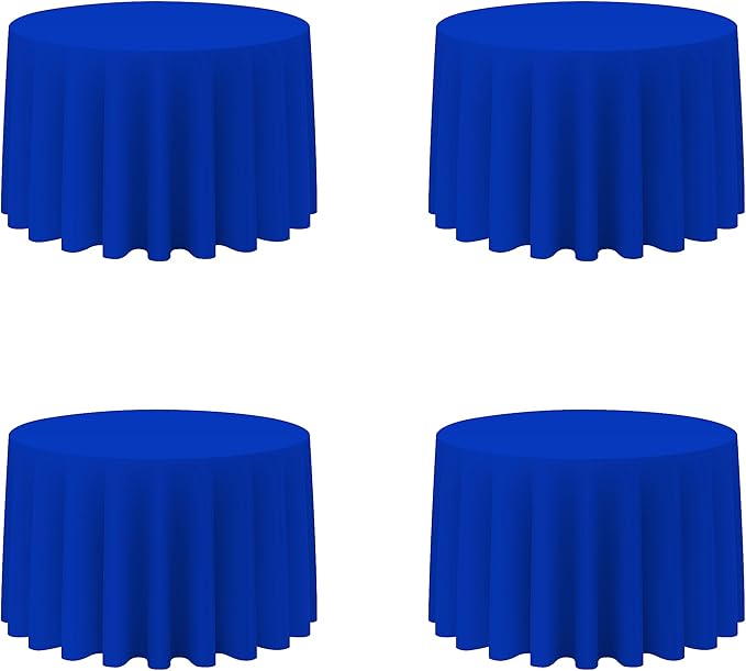 BRILLMAX 4 Pack Royal Blue Round Tablecloths 108 Inch - Circle Bulk Linen Polyester Fabric Washable Table Cloth Cover for Wedding Reception Banquet Birthday Party Buffet Restaurant
