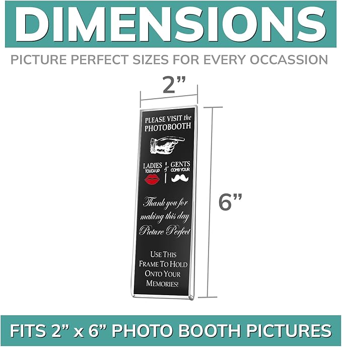 pbf PHOTO BOOTH FRAMES 2x6 Magnetic Picture Frames for Refrigerator | 2 x 6 Clear Magnetic Acrylic Frames for Photo Strips | Magnetic Photo Holders for Fridge, Locker, Sign Holder (100-Pack)