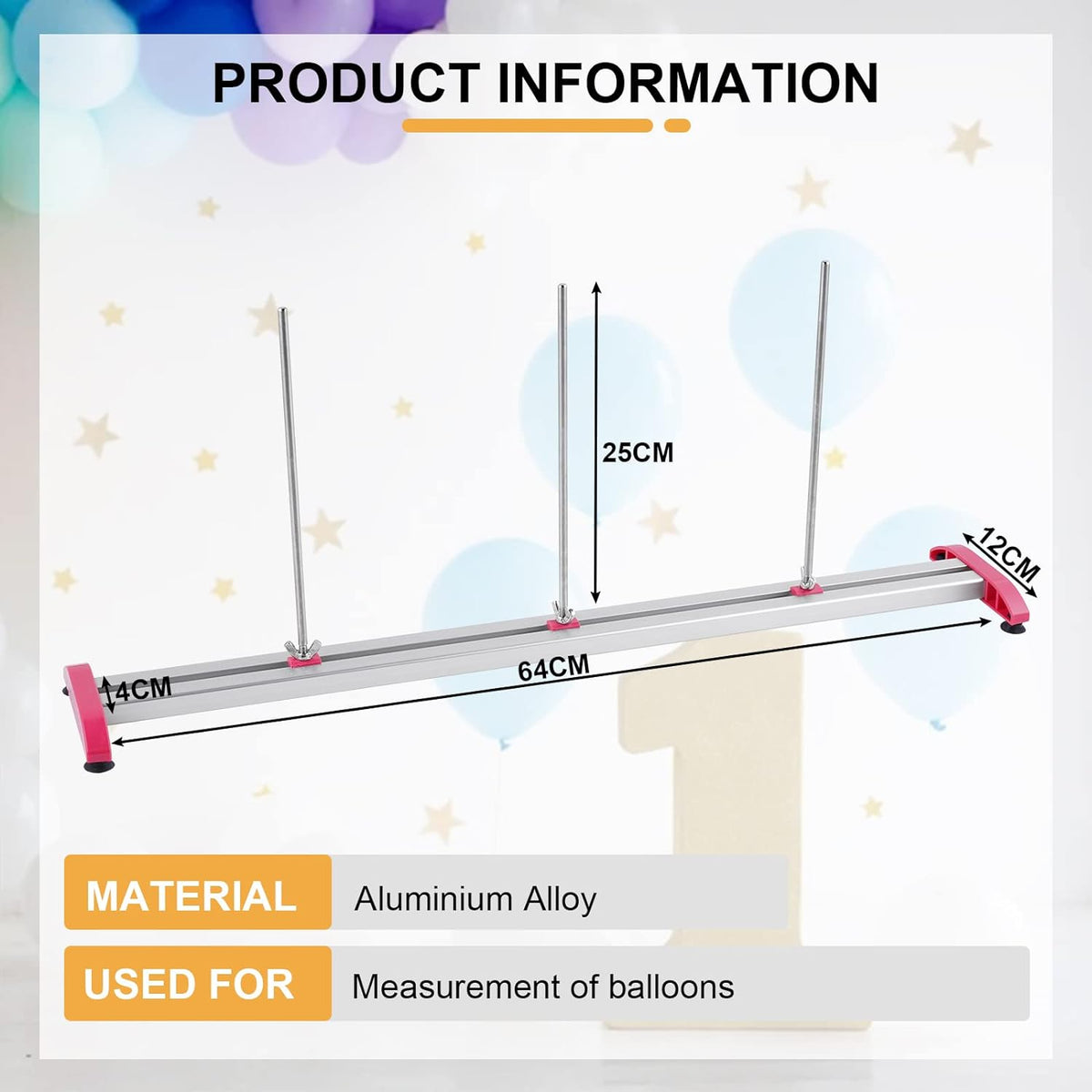 Balloon Sizer Ruler, 0-12 inch Adjustable Metal Solid Measuring Tool