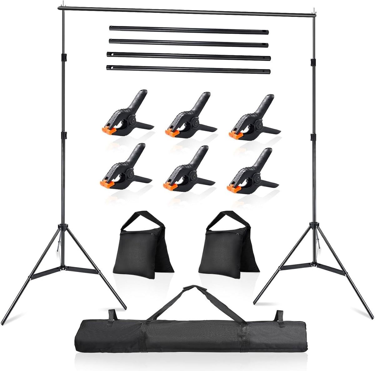 Photo Video Studio 10x7Ft (WxH) Adjustable Background Stand Backdrop Support System Kit with Carry Bag