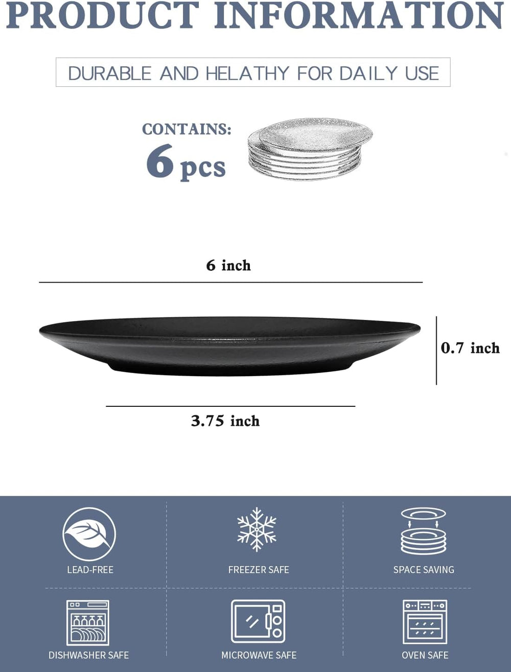 Kanwone Ceramic Dessert Plates Set of 6, Small Salad Plates 6 Inch Appetizer ...