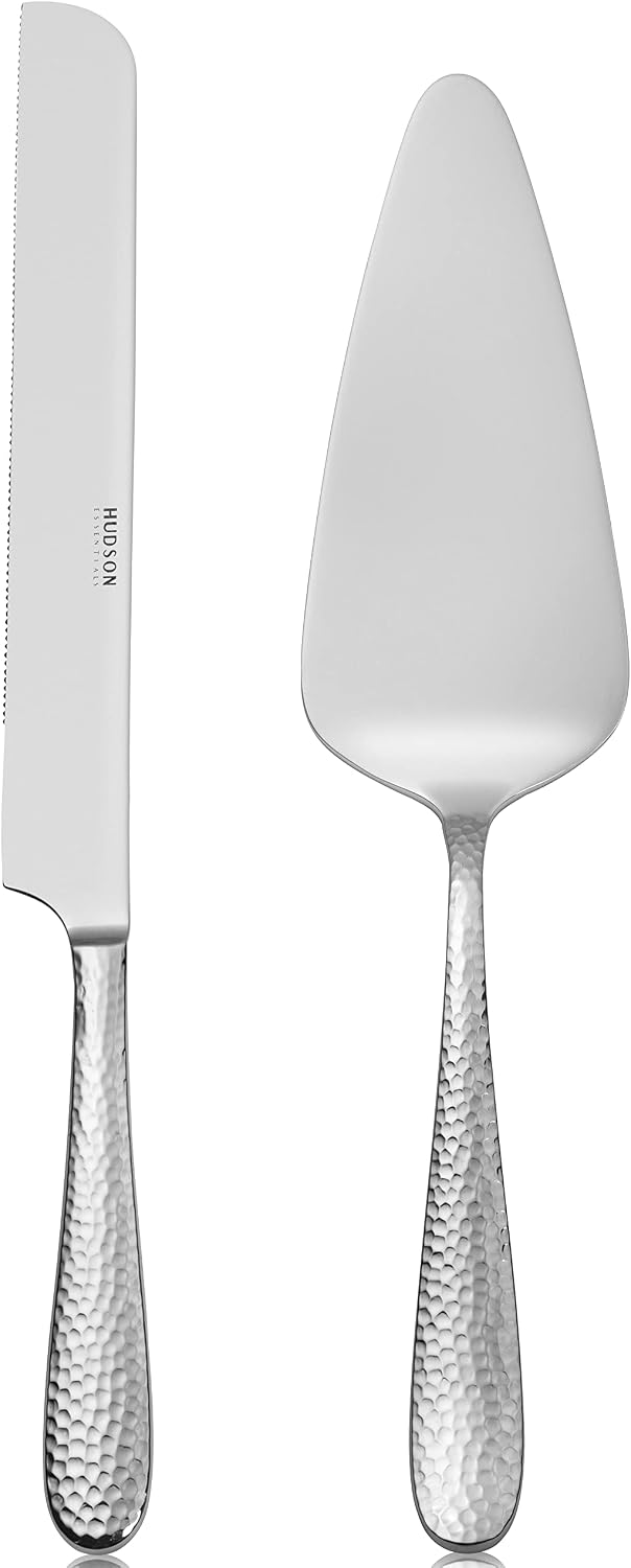 Hudson Essentials Bergamo Hammered 18/10 Stainless Steel Wedding Cake Knife &...