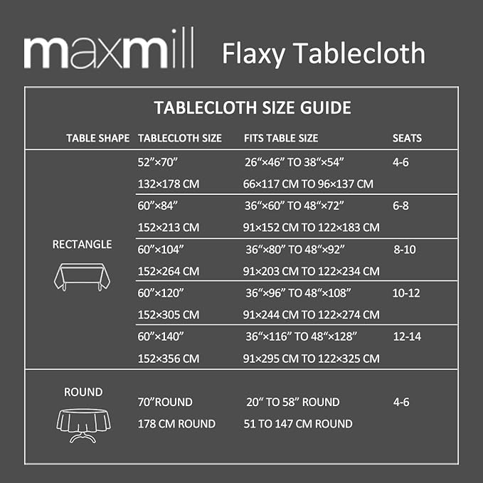 maxmill Flaxy Faux Linen Tablecloth with 2-Tone Slubby Texture Wrinkle Free Anti-Shrink Soft Table Cloth for Kitchen Dining Tabletop for Outdoor and Indoor Use Rectangle 60 x 84 Inch Linen