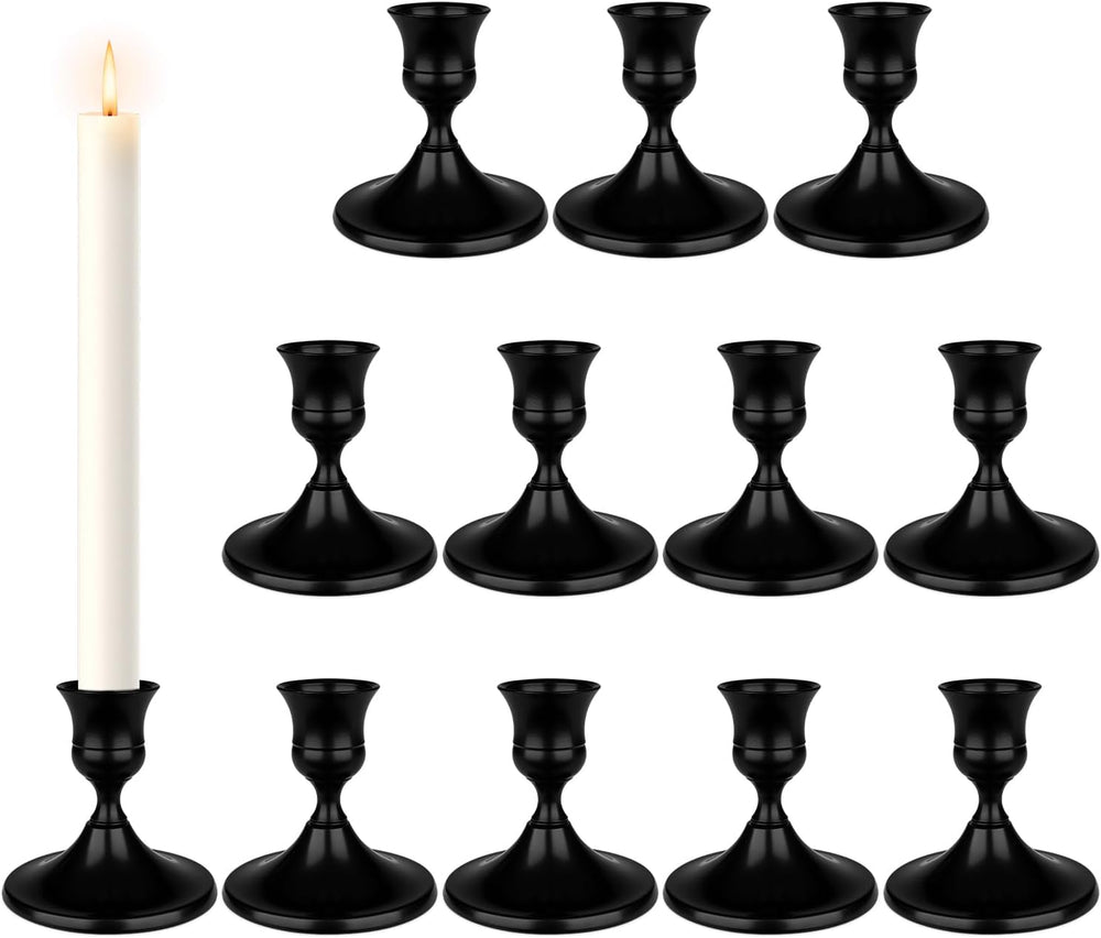 Black Candle Holder Taper Candle Holders, Set of 12 Candlestick Holders Decor...