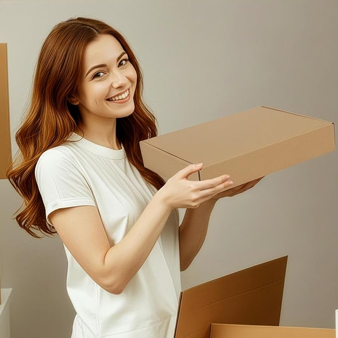 MEBRUDY 12x9x2 Inches Shipping Boxes Pack of 20, Small Corrugated Cardboard Box for Mailing Mailer Packing, Brown