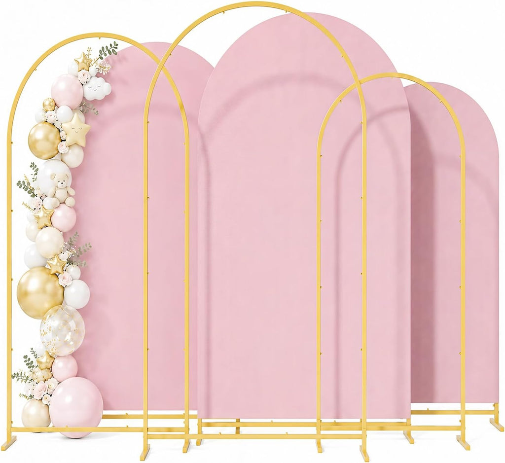 3 Pack Arch Backdrop Stand (4FT/5FT/6FT), Metal Arch Frame Stand with Cover