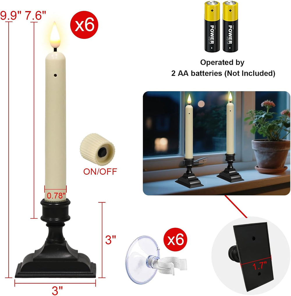 Christmas Window Flameless Candles Sensor Dusk to Dawn Battery Operated