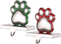 2Set Dog Paw Print Stocking Holder Xmas Stocking Hanger for Mantel Weighted Dog Stocking Holders for Mantle for Fireplace Heavy Stocking Hooks for Mantle (Dog Paw,2)