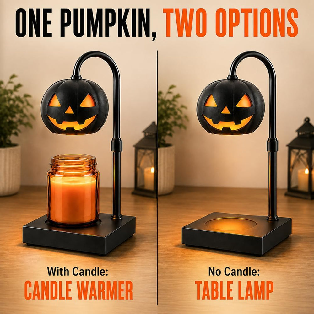 Pumpkin Candle Warmer Lamp with Timer, Dimmable Black Halloween Fall Decor