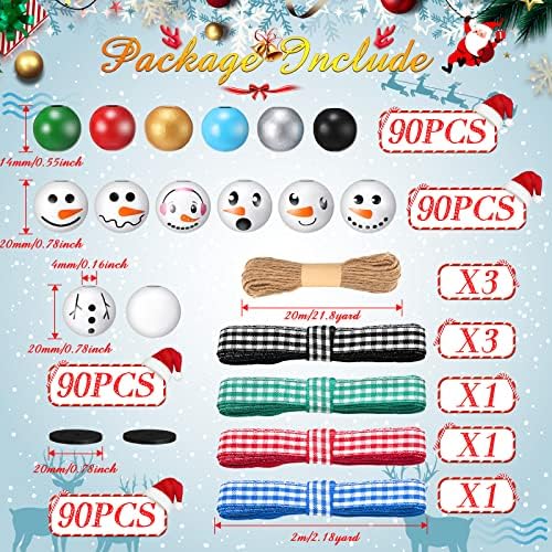 Vicenpal 450 Pcs Christmas Wooden Beads, Pure, White