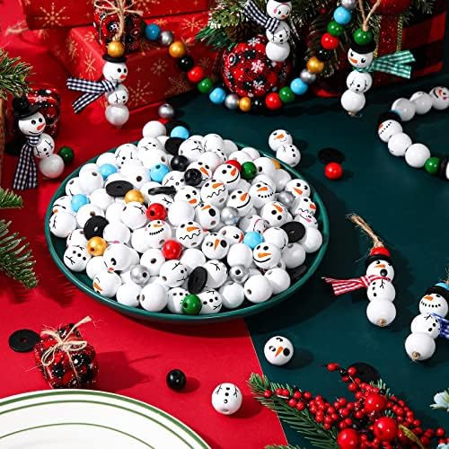 Vicenpal 450 Pcs Christmas Wooden Beads, Pure, White
