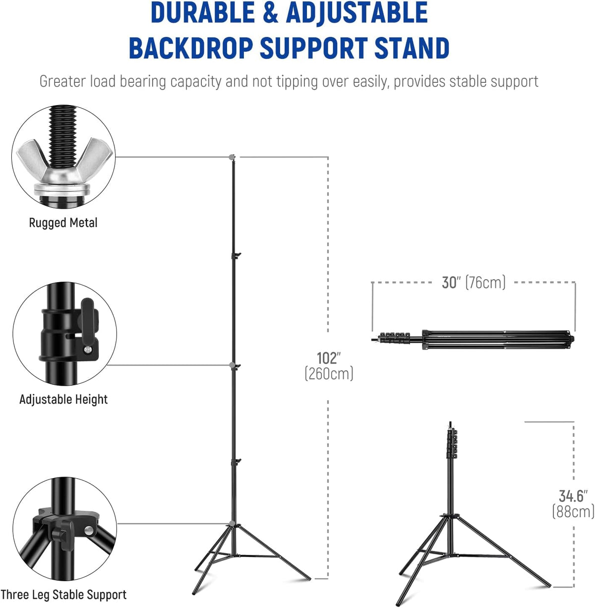 neewer 8.5x10ft adjustable backdrop stand kit, photography background, close-up detail