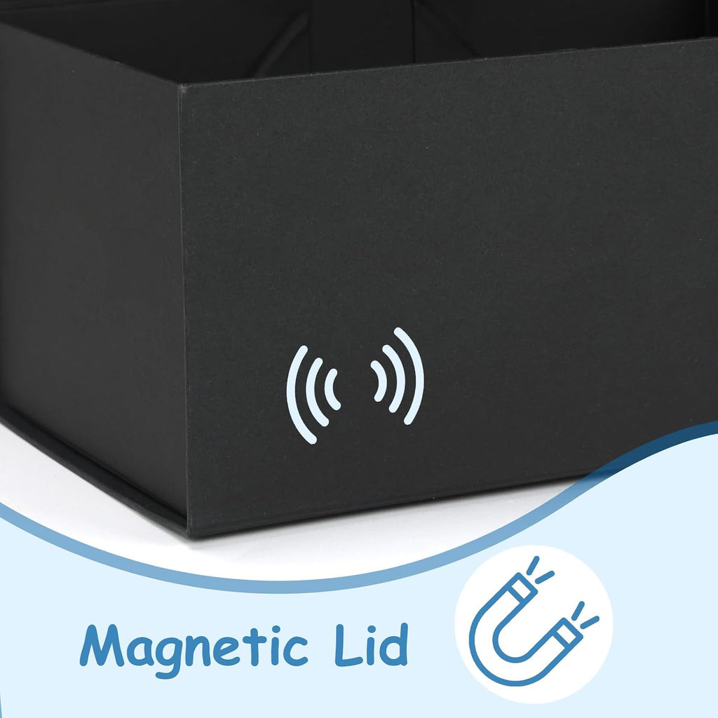 spepla 12x9x4 black gift boxes with lids, magnetic, side view