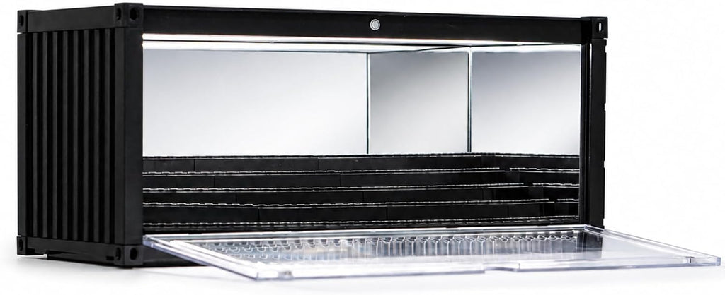 Minifigure Display Case with Light & 5-Tier Removable Modular Display Steps
