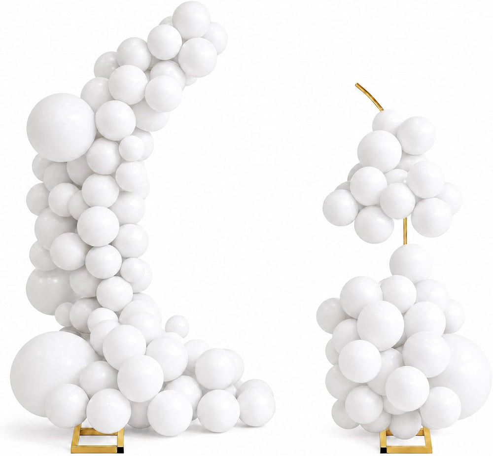 Balloon Arch Stand Kit Set with 145PCS Different Sizes White Balloons – Metal...