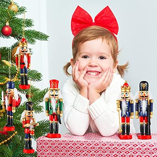 Aoriher 24 Pcs Christmas Nutcracker Ornament Small Hanging Wooden Soldier