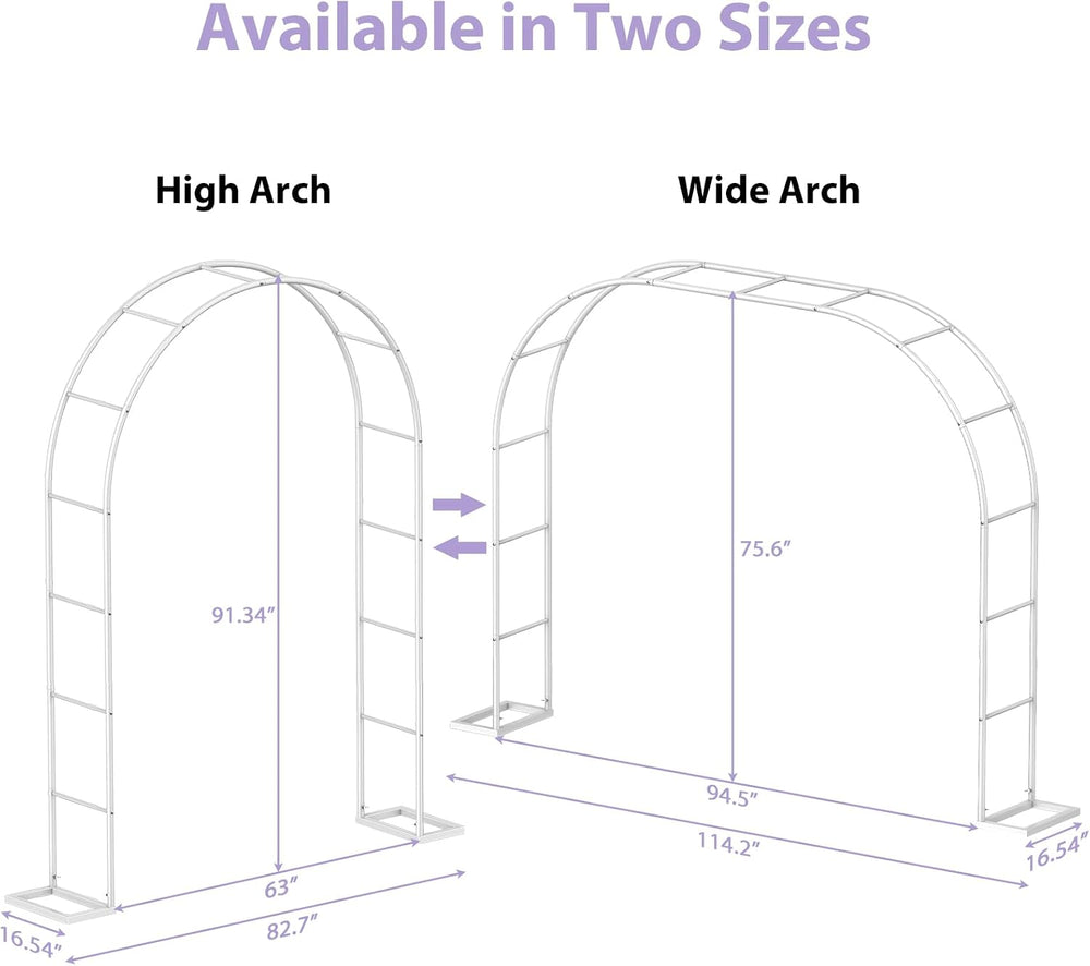 Sunexinlo Garden Arch Trellis with Base, 5.3'W x 7.6'H or 7.9'W x...